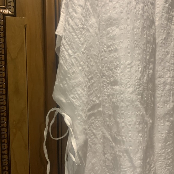 NWOT Eileen Fisher Linen Cotton Sheer Check Poncho Size S/M - Picture 7 of 12